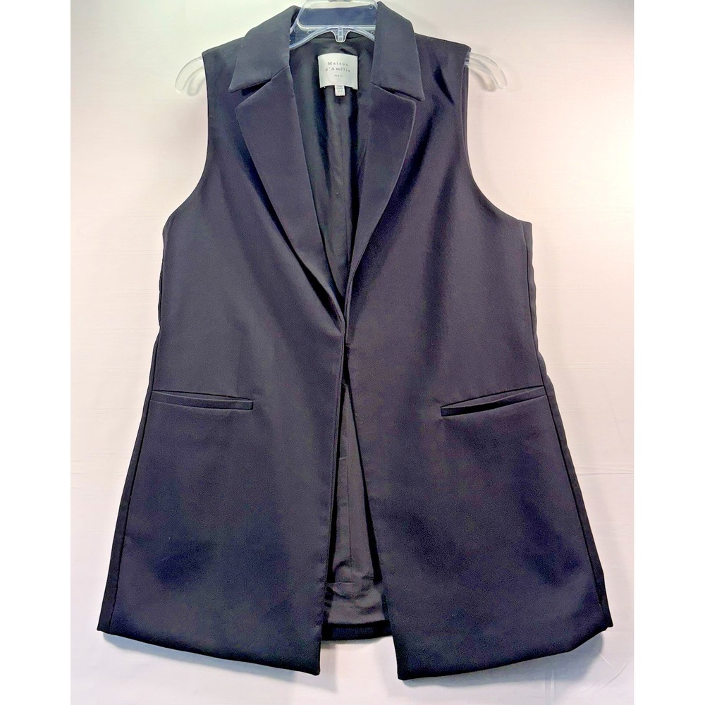Maison d' Amelie Blazer Women's Black Long Sleeveless Vest Medium